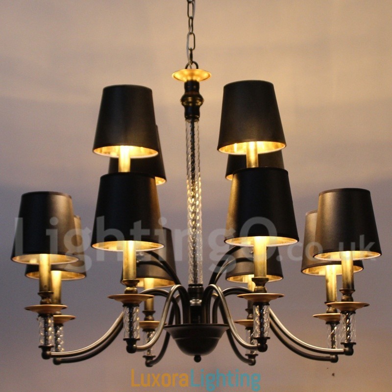 Designer Touch Decorative 12 Light Black Retro Candle Style Chandelier
