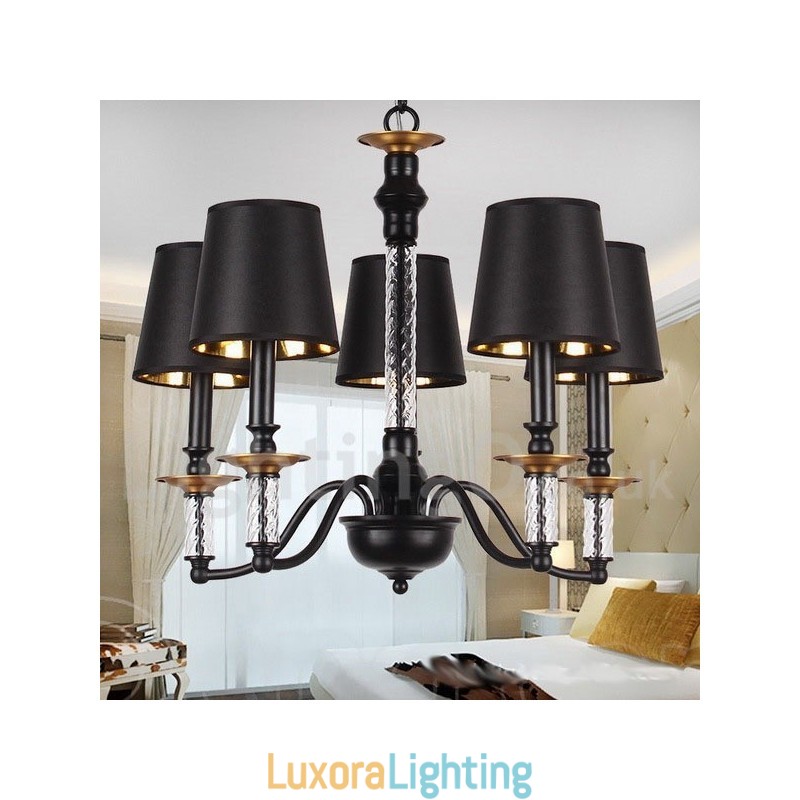 Designer Touch Decorative 5 Light Black Retro Candle Style Chandelier
