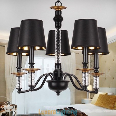 Designer Touch Decorative 5 Light Black Retro Candle Style Chandelier