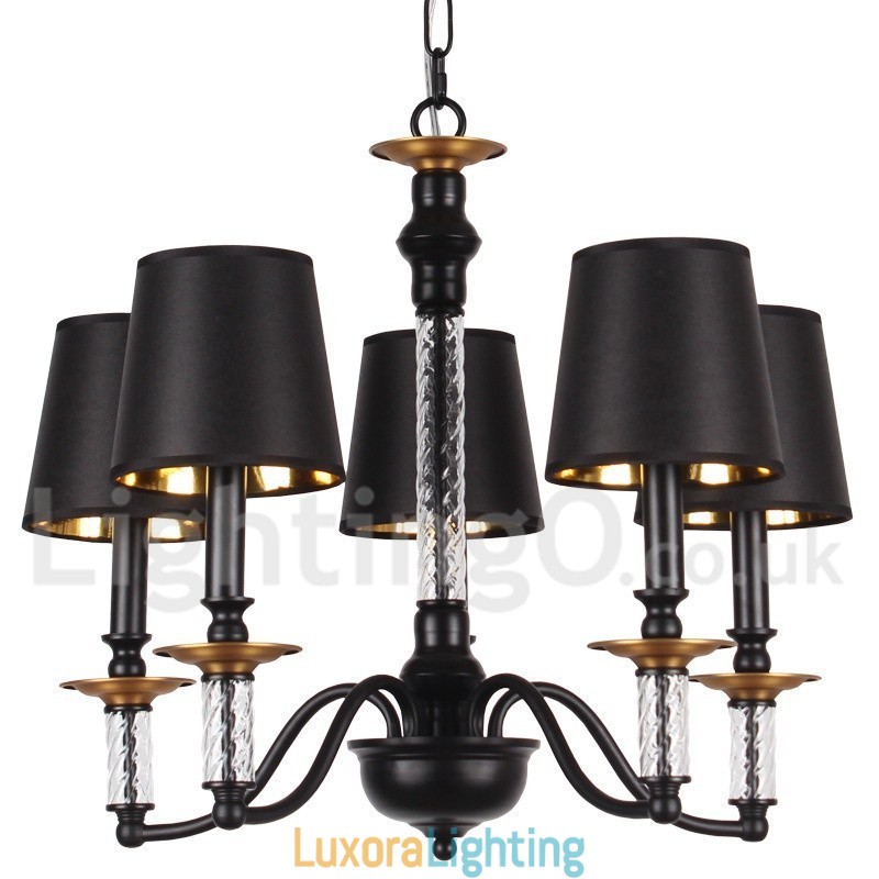 Designer Touch Decorative 5 Light Black Retro Candle Style Chandelier