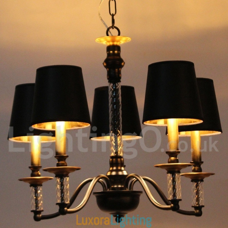 Designer Touch Decorative 5 Light Black Retro Candle Style Chandelier