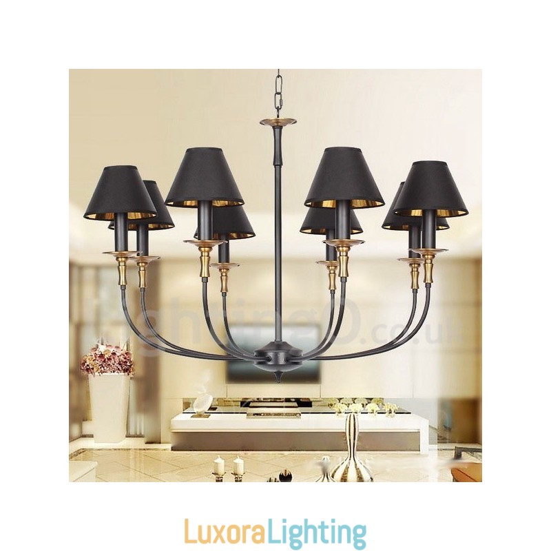 Designer Touch Decorative 8 Light Retro Black Contemporary Candle Style Chandelier