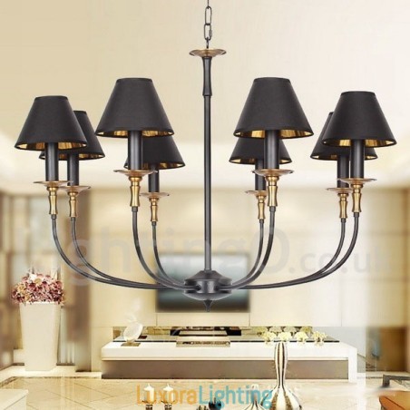 Designer Touch Decorative 8 Light Retro Black Contemporary Candle Style Chandelier