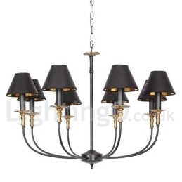 Designer Touch Decorative 8 Light Retro Black Contemporary Candle Style Chandelier