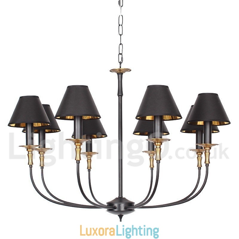 Designer Touch Decorative 8 Light Retro Black Contemporary Candle Style Chandelier