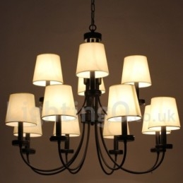 Designer Touch Decorative 12 Light Retro Contemporary 2 Tier Black Candle Style Chandelier