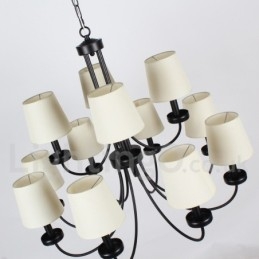 Designer Touch Decorative 12 Light Retro Contemporary 2 Tier Black Candle Style Chandelier