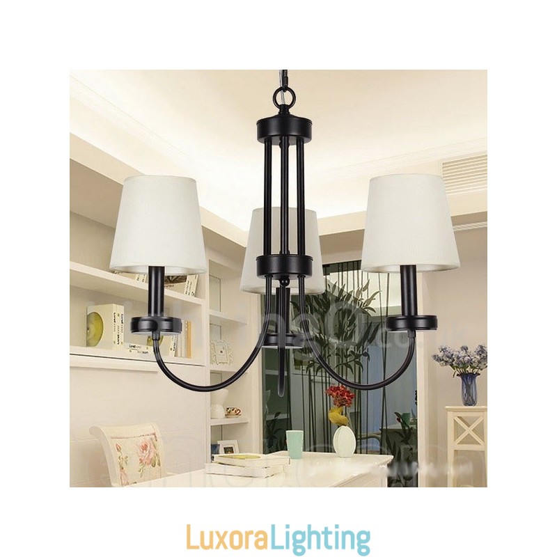 Designer Touch Decorative 3 Light Retro Contemporary Black Candle Style Chandelier