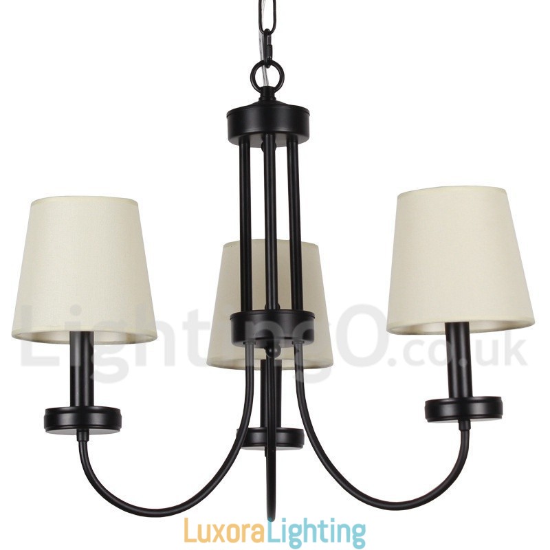 Designer Touch Decorative 3 Light Retro Contemporary Black Candle Style Chandelier