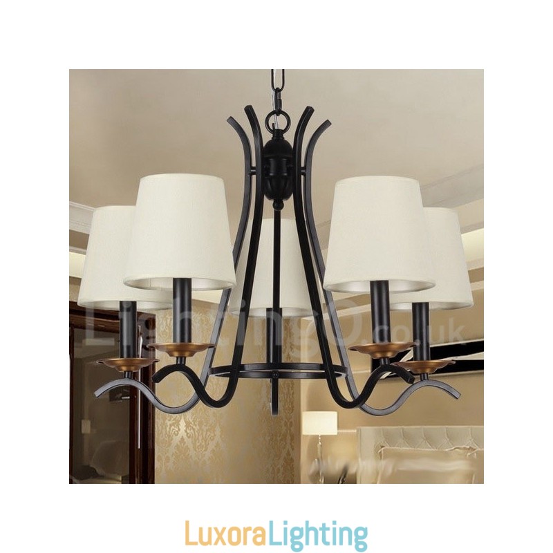 Designer Touch Decorative 5 Light Black Retro Contemporary Candle Style Chandelier