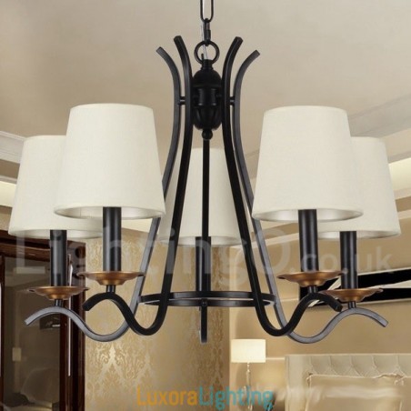 Designer Touch Decorative 5 Light Black Retro Contemporary Candle Style Chandelier