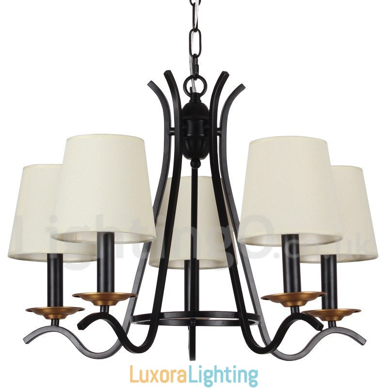 Designer Touch Decorative 5 Light Black Retro Contemporary Candle Style Chandelier