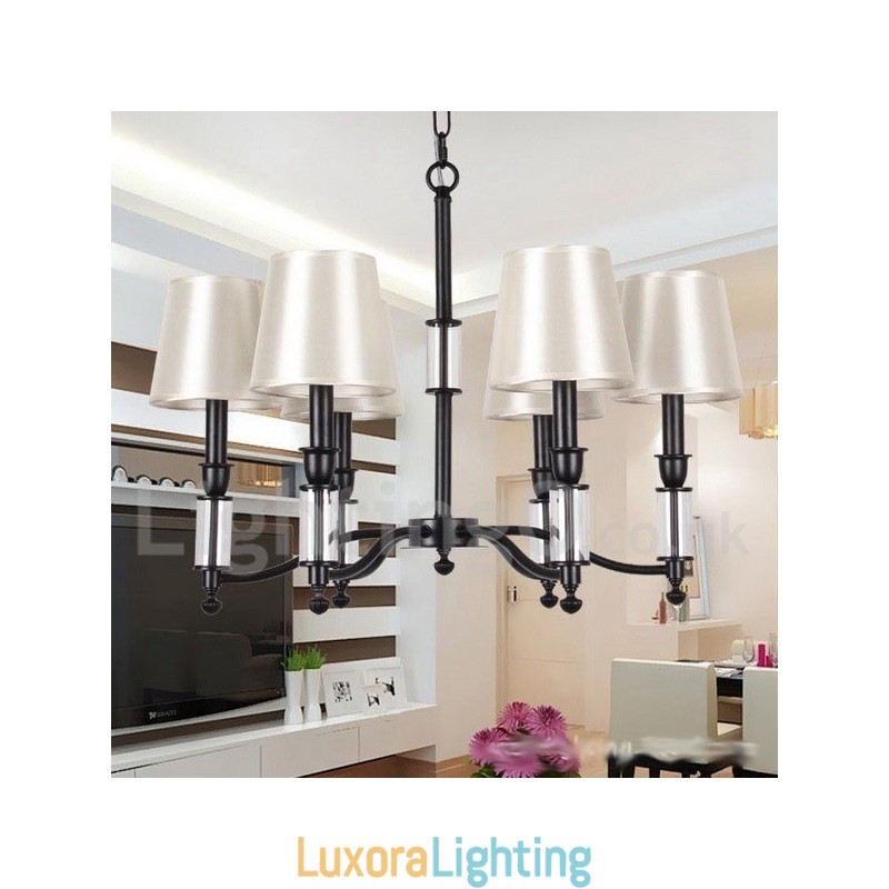Designer Touch Decorative 6 Light Black Retro Contemporary Candle Style Chandelier