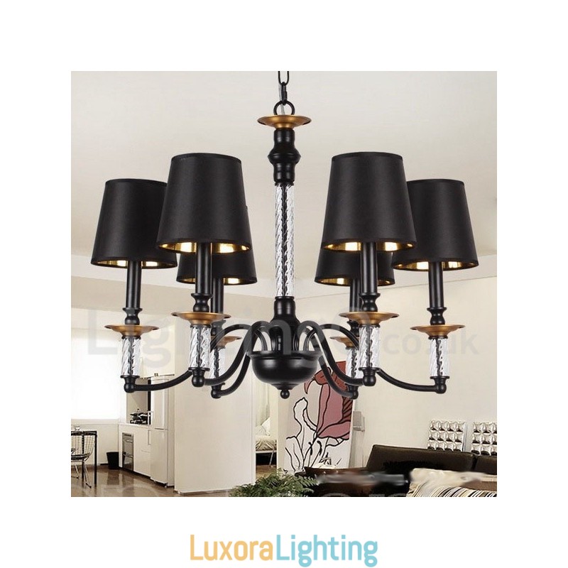 Designer Touch Decorative 6 Light Black Retro Candle Style Chandelier