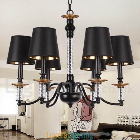 Designer Touch Decorative 6 Light Black Retro Candle Style Chandelier