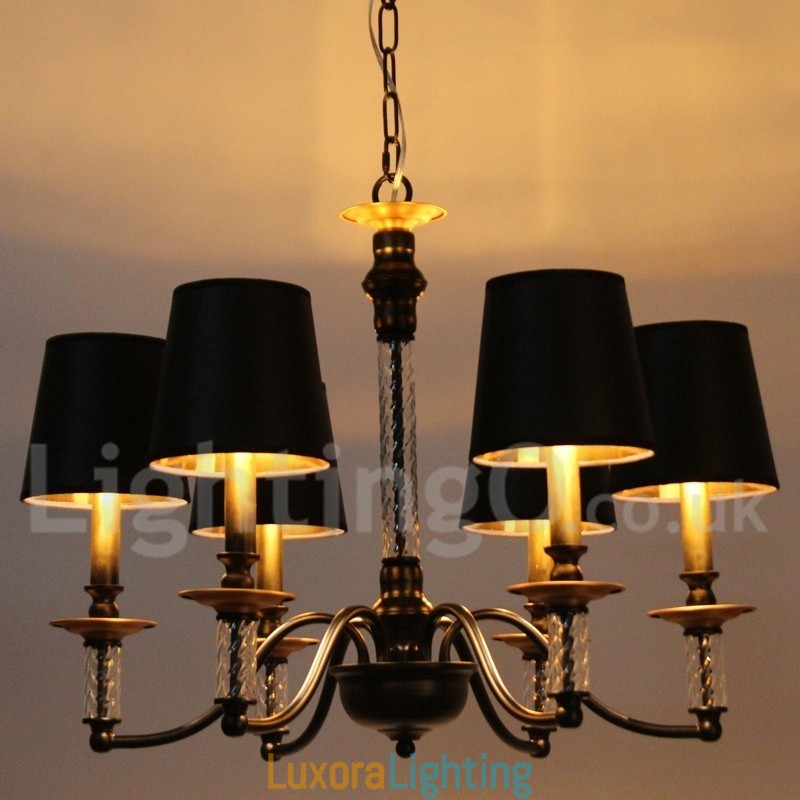 Designer Touch Decorative 6 Light Black Retro Candle Style Chandelier
