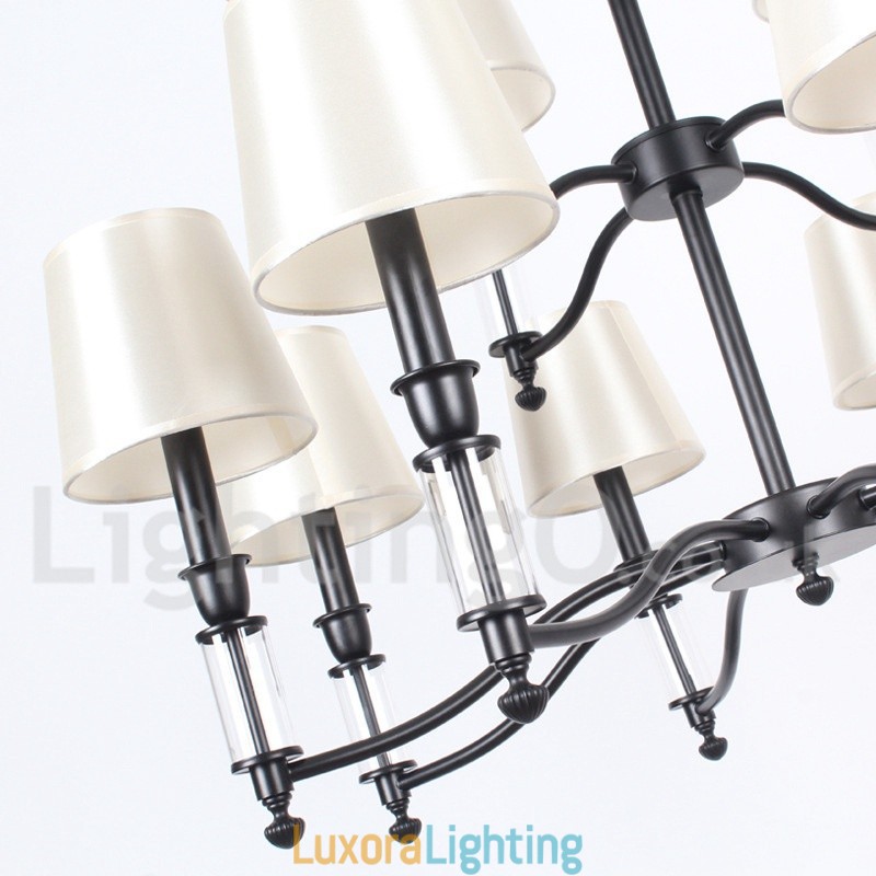 Designer Touch Decorative 12 Light Black 2 Tier Large Chandelier Retro Contemporary Candle Style Chandelier