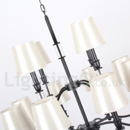 Designer Touch Decorative 12 Light Black 2 Tier Large Chandelier Retro Contemporary Candle Style Chandelier