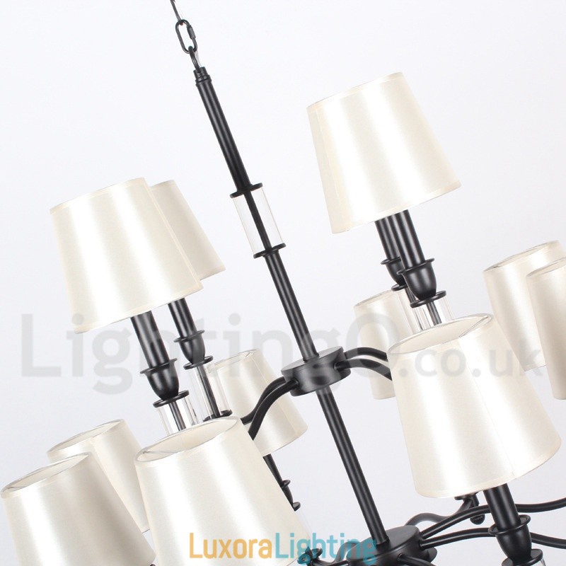 Designer Touch Decorative 12 Light Black 2 Tier Large Chandelier Retro Contemporary Candle Style Chandelier