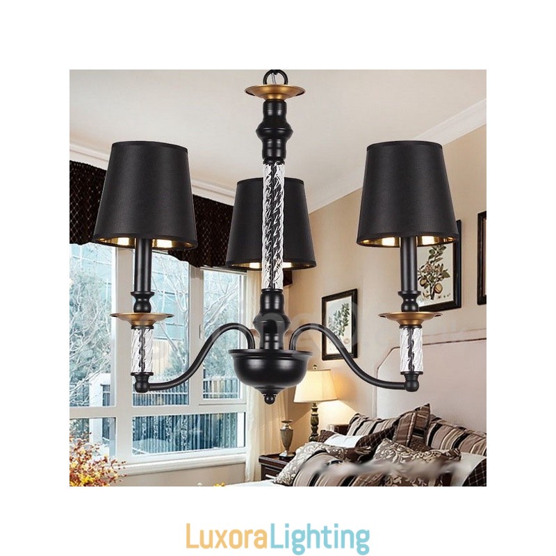 Designer Touch Decorative 3 Light Black Retro Candle Style Chandelier