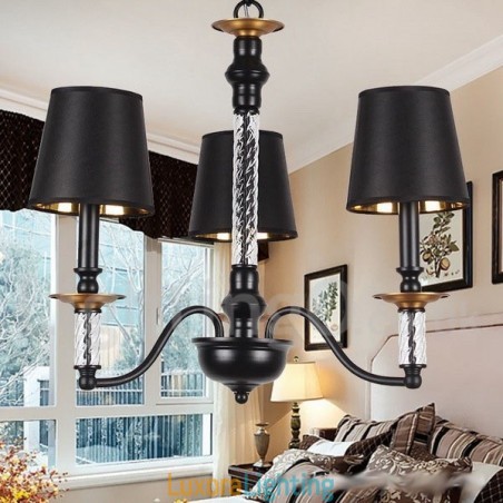 Designer Touch Decorative 3 Light Black Retro Candle Style Chandelier