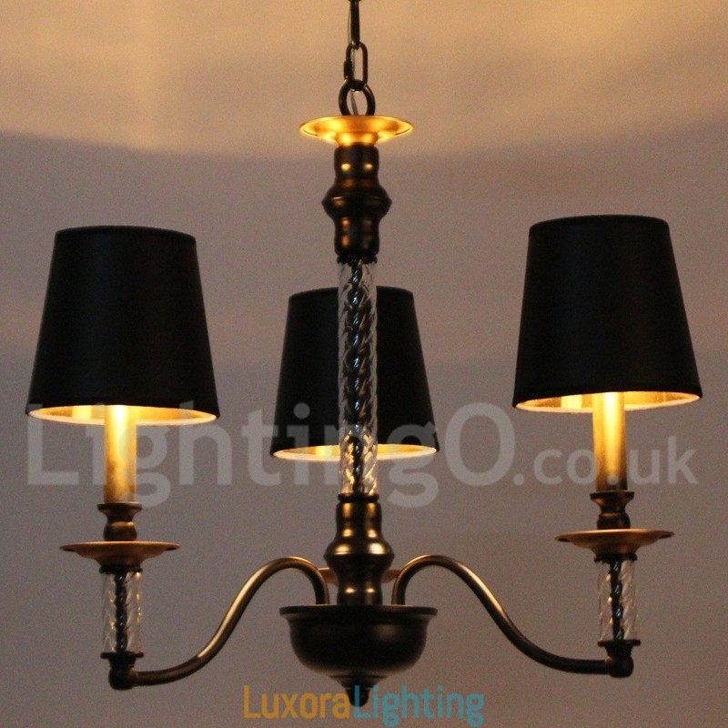 Designer Touch Decorative 3 Light Black Retro Candle Style Chandelier