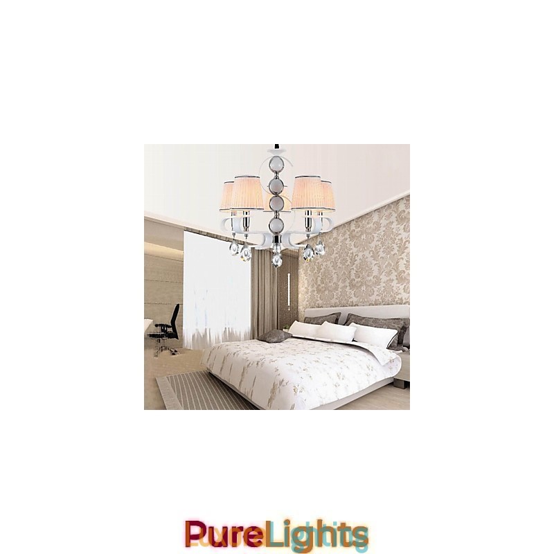 Designer Touch Decorative Fabric Chandelier 5 Light Modern Minimalist High Grade Lamp