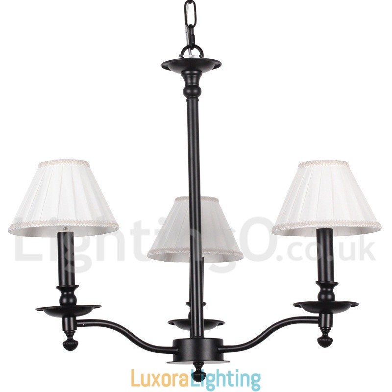 Designer Touch Decorative 3 Light Retro Contemporary Black Candle Style Chandelier