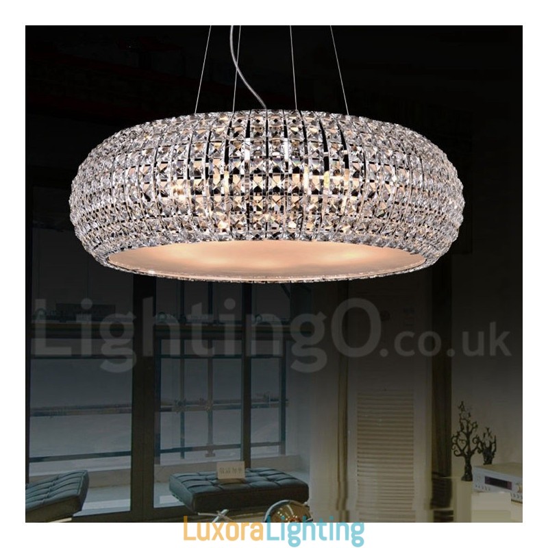 Designer Touch Decorative Modern K9 Crystal Ceiling Pendant Light Indoor Chandelier Drum Lighting Lamps Fixtures
