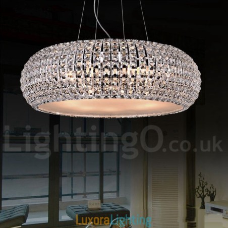Designer Touch Decorative Modern K9 Crystal Ceiling Pendant Light Indoor Chandelier Drum Lighting Lamps Fixtures