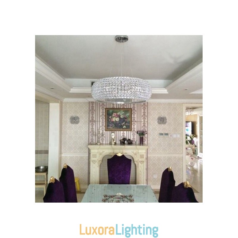 Designer Touch Decorative Modern K9 Crystal Ceiling Pendant Light Indoor Chandelier Drum Lighting Lamps Fixtures