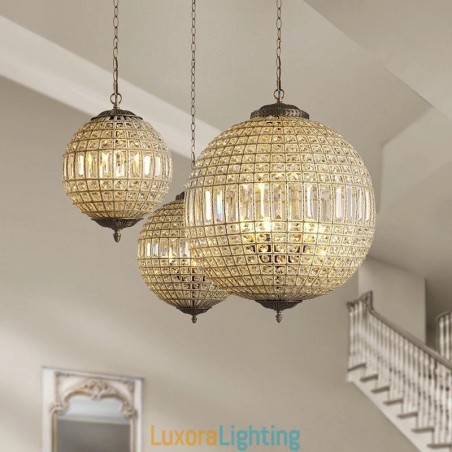Designer Touch Decorative Globe Modern K9 Crystal Ceiling Pendant Light Indoor Chandelier Drum Lighting Lamps Fixtures
