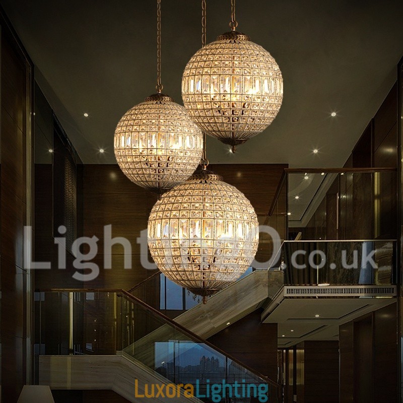 Designer Touch Decorative Globe Modern K9 Crystal Ceiling Pendant Light Indoor Chandelier Drum Lighting Lamps Fixtures