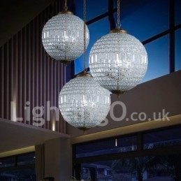 Designer Touch Decorative Globe Modern K9 Crystal Ceiling Pendant Light Indoor Chandelier Drum Lighting Lamps Fixtures