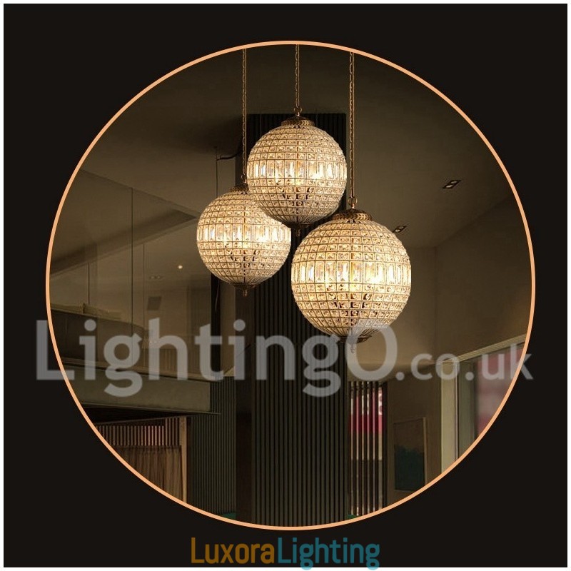 Designer Touch Decorative Globe Modern K9 Crystal Ceiling Pendant Light Indoor Chandelier Drum Lighting Lamps Fixtures