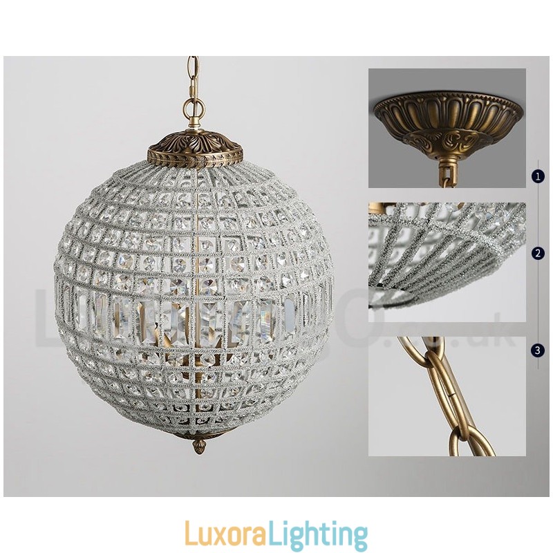 Designer Touch Decorative Globe Modern K9 Crystal Ceiling Pendant Light Indoor Chandelier Drum Lighting Lamps Fixtures