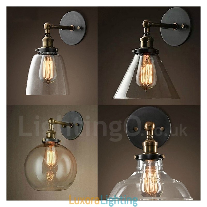 Designer Touch Decorative 1 Light Rustic Lodge Wall Light with Glass Shade