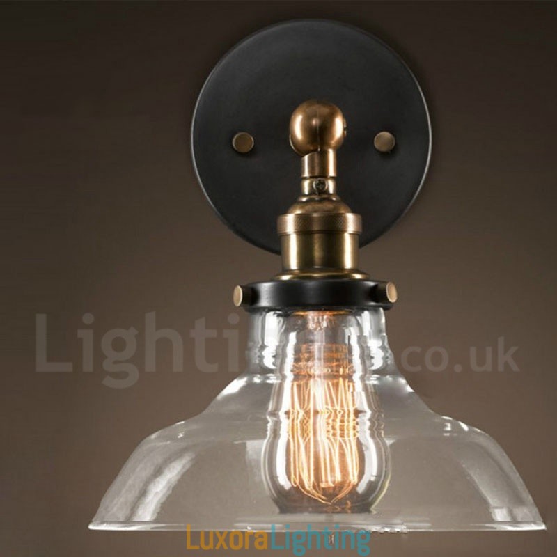 Designer Touch Decorative 1 Light Rustic Lodge Wall Light with Glass Shade