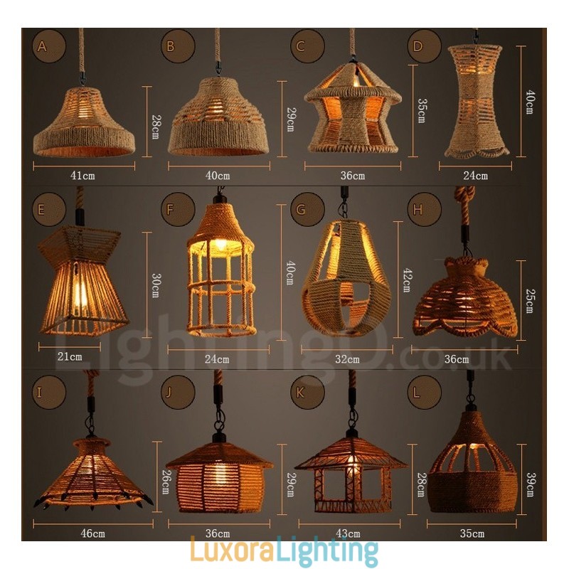 Designer Touch Decorative 1 Light Rustic Lodge Pendant Light Cafe Hemp Rope Pendant Lamp
