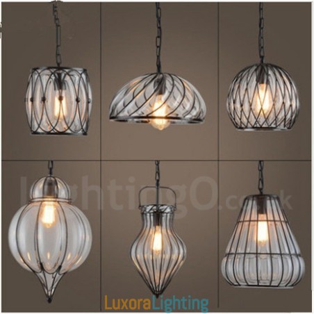 Designer Touch Decorative 1 Light Vintage Cafe Glass Pendant Light Loft Pendant Lamp
