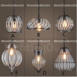 Designer Touch Decorative 1 Light Vintage Cafe Glass Pendant Light Loft Pendant Lamp
