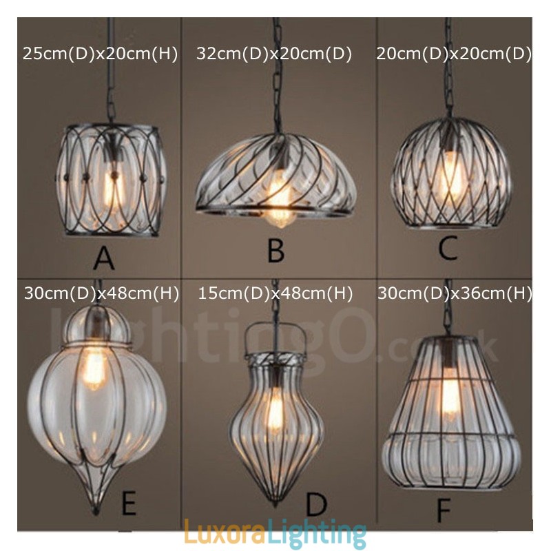 Designer Touch Decorative 1 Light Vintage Cafe Glass Pendant Light Loft Pendant Lamp