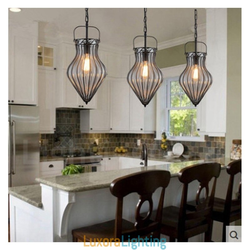 Designer Touch Decorative 1 Light Vintage Cafe Glass Pendant Light Loft Pendant Lamp