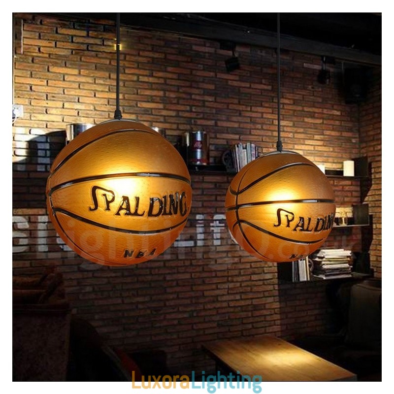 Designer Touch Decorative 1 Light Vintage Modern Contemporary Basketball Glass Shade Pendant Light