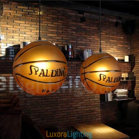 Designer Touch Decorative 1 Light Vintage Modern Contemporary Basketball Glass Shade Pendant Light