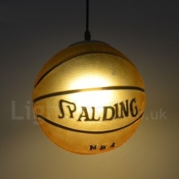 Designer Touch Decorative 1 Light Vintage Modern Contemporary Basketball Glass Shade Pendant Light
