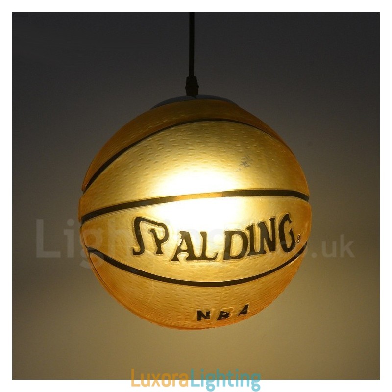 Designer Touch Decorative 1 Light Vintage Modern Contemporary Basketball Glass Shade Pendant Light