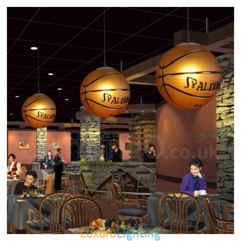 Designer Touch Decorative 1 Light Vintage Modern Contemporary Basketball Glass Shade Pendant Light