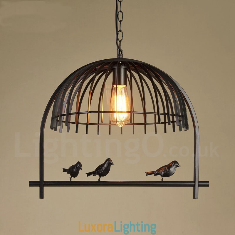 Designer Touch Decorative 1 Light Rustic Lodge Retro Birdcage Pendant Light with Steel Shade