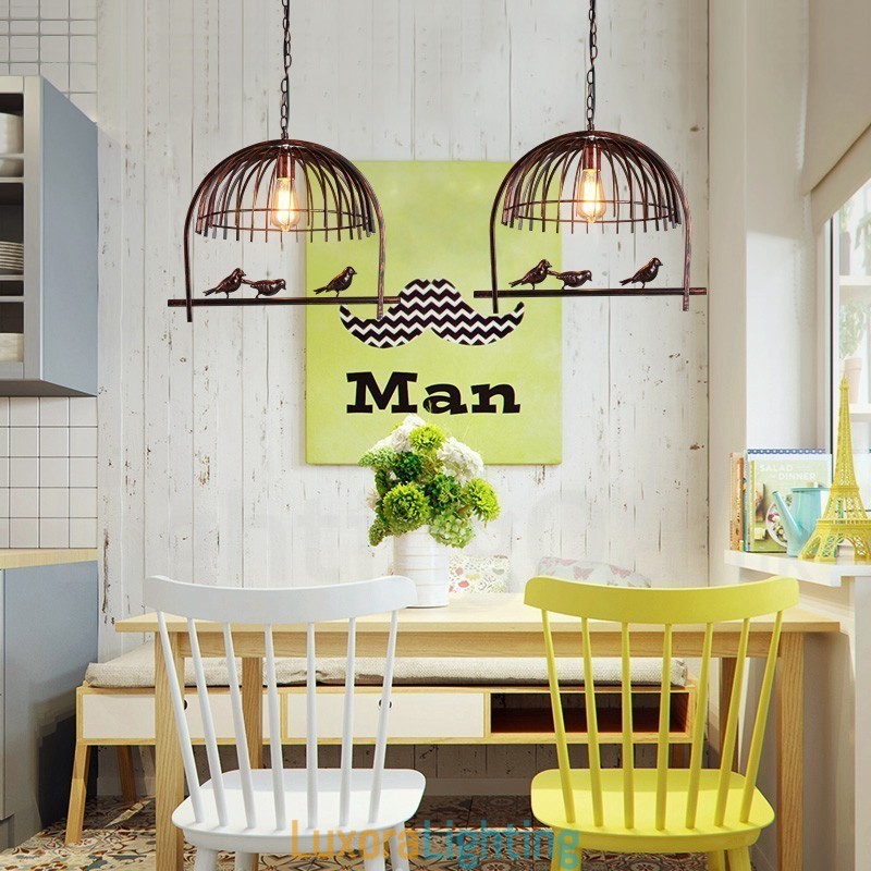 Designer Touch Decorative 1 Light Rustic Lodge Retro Birdcage Pendant Light with Steel Shade